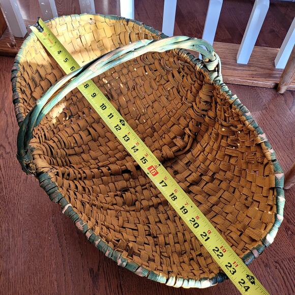 Rustic Primitive Buttocks Basket Golden 24 inch Fall Decor - Picture 4 of 8